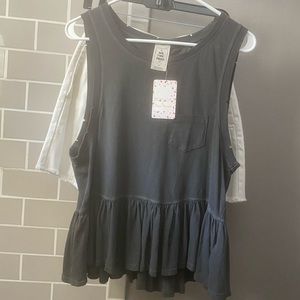 Free people Tank top washed/ worn peplum NWT